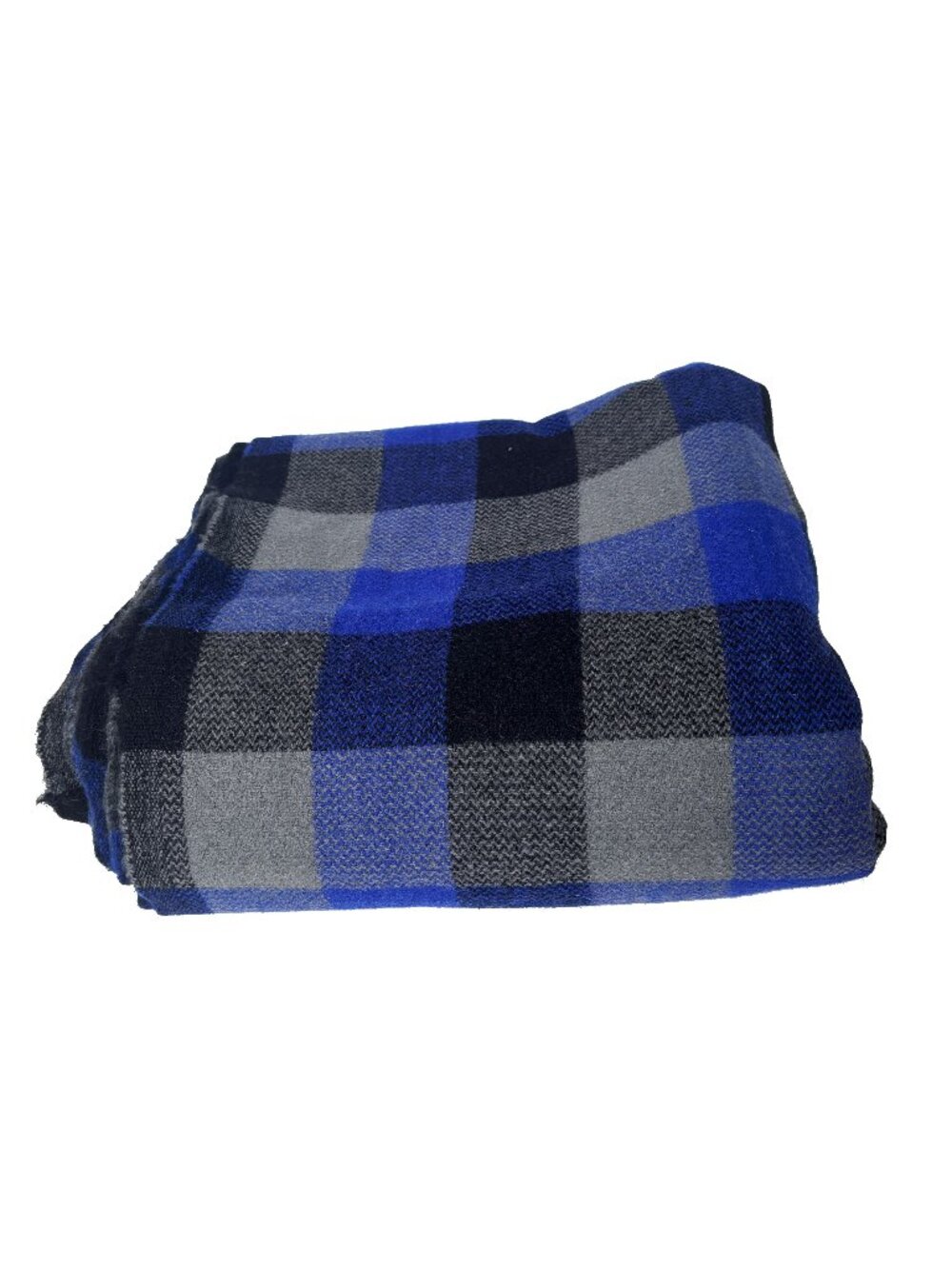 Blue Black Gray Plaid Wool Fabric 1 7/8 Yds 60" wide